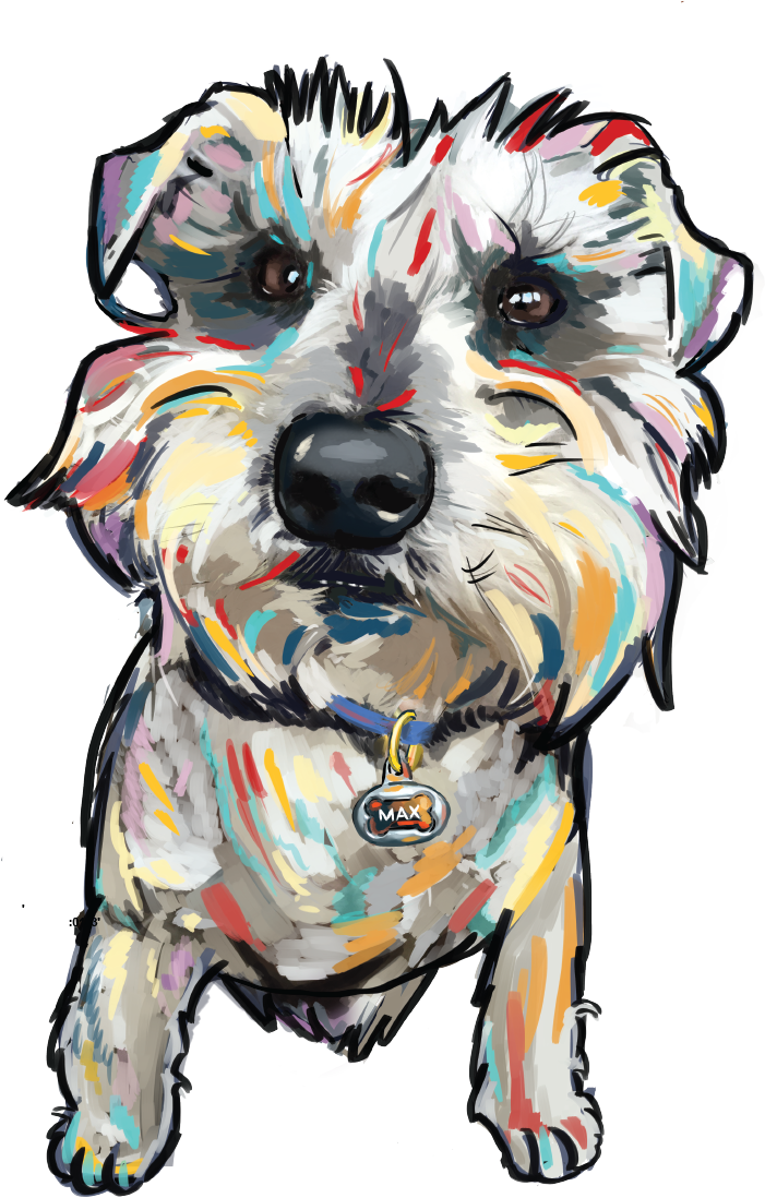 Silver Schnauzer Studios mascot — Max